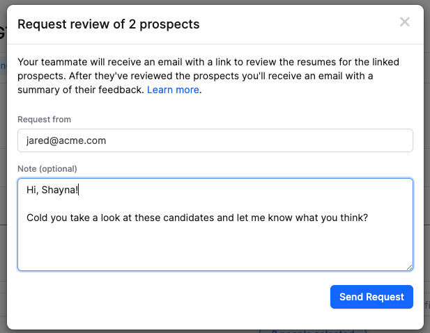 candidate review request